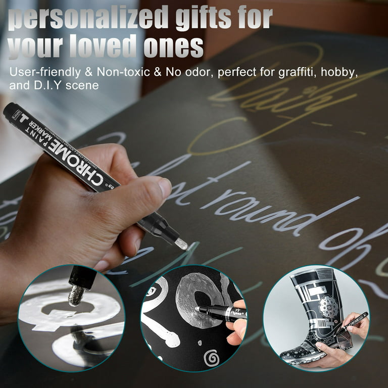 Guangna Liquid Mirror Marker Silver Marker Pen DIY Reflective Paint Pens  Mirror Markers Chrome Finish Metallic Art Craftwork Pen