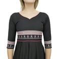 thumbnail image 4 of Bimba Women's Black Anarkali Maxi Dress Flamingo Print Kurta Designer Kurti-8, 4 of 5