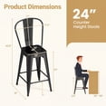 thumbnail image 3 of ELLEGNT 4 PCS 62 cm Counter Height Bar Stools – Metal Frame, Backrests & Footrests Included, Black, 3 of 10