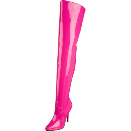 5 Inch Sexy Thigh Hi Boot Classic Plain Thigh Boot Single Sole Hot Pink Patent