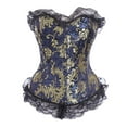 thumbnail image 3 of FAKKDUK Women's Gothic Bustier Corset Boned Steampunk Corset Wedding Dress Bottoming Underwear Body Sculpting Gothic Vest Court Corset Corset for Women, Blue&M, 3 of 5