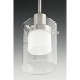 thumbnail image 7 of Progress Lighting Moderna 1-Light Pendant, Brushed Nickel, Clear Outer Glass, Etched White Inner Glass, 7 of 7