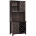 thumbnail image 1 of HOMCOM Kitchen Pantry Buffet Hutch Cupboard with Wine Rack Cabinet, Brown, 1 of 10