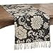 thumbnail image 3 of SARO LIFESTYLE Chemin de Table à Franges Design Floral, 16 Pouces" x 72 Pouces", Noir (6102.BK1672B), 3 of 4
