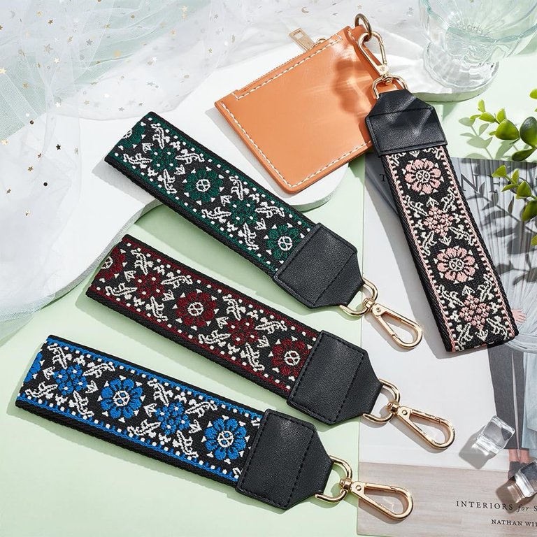 4 Colors Keychain Wristlet Lanyard Ethnic Style Webbing Wristlet
