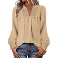 thumbnail image 4 of Women Boho Long Sleeve Shirts Dressy Casual V-Neck Fall Fashion Tops Dot Flowy Blouses, 4 of 7
