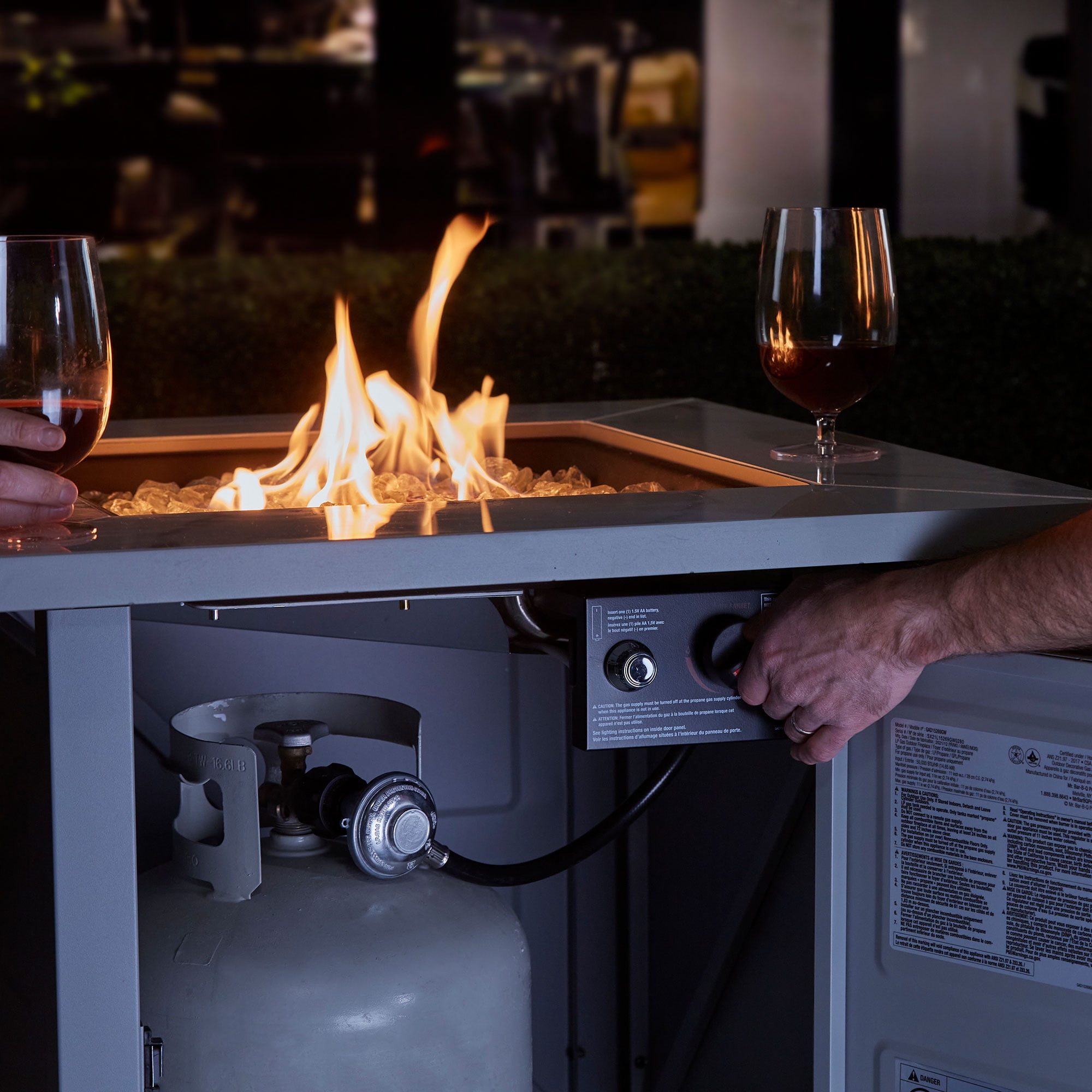 Endless Summer Outdoor Fire Pit Table with Glass and Lava Rocks