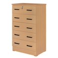 thumbnail image 3 of Pemberly Row Commode Haute à 5 Tiroirs en Bois, Hêtre (Érable), 3 of 11