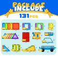 thumbnail image 4 of W WISE BLOCK Magnetic Tiles, 131PCS Magnetic Blocks Set Including 2 Cars, Learning Magnetic Building Blocks Sets, Educational Magnets Tile, 4 of 7