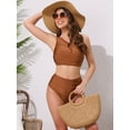 thumbnail image 4 of DARING DIVA Women's 2 Piece One Shoulder Elegant Bikini Sets S Brown, 4 of 6