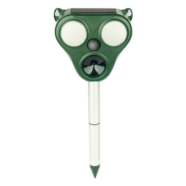 Repelente de animales con energía solar, repelente de animales ultrasónico, repelente ultrasónico, carga USB solar animal, para gatos, perros, ardillas, ratas, zorros
