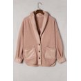 thumbnail image 1 of ABPHQTO Chaqueta holgada abotonada de patchwork de sherpa de ante rosa de mujer, 1 of 5