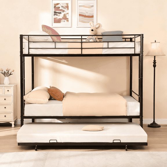 Metal Full Over Full Bunk Bed with Trundle