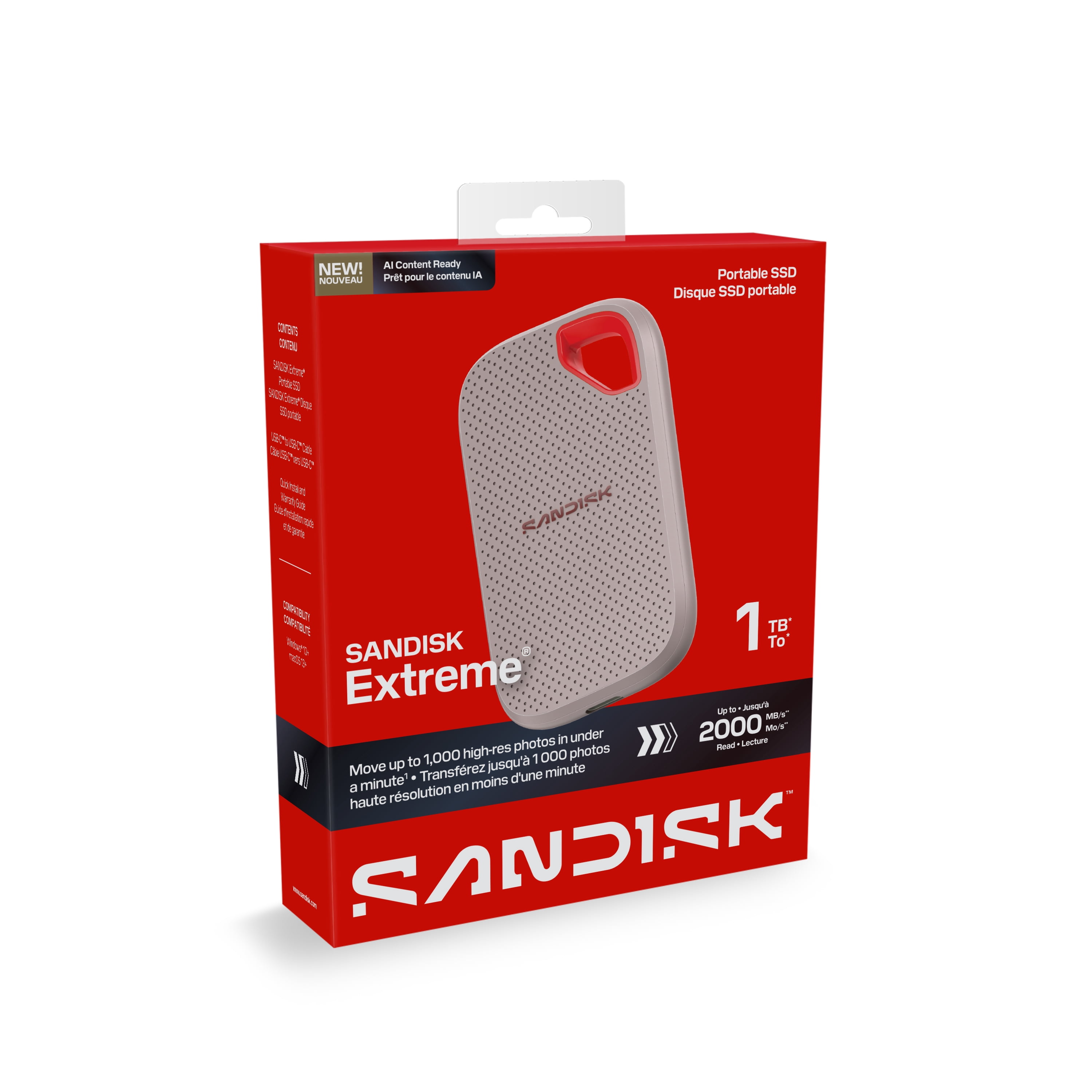 【美品】SanDisk Extreme Portable SSD 1TB SANDISK Extreme Portable SSD 1TB - SDSSDE7W-1T00-AW25 - Walmart.com