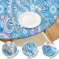 thumbnail image 4 of Boho Floral Elastic Edge Table Cover for Round Tables, Fitted Design for 52-56 Inch Diameter, Colorful Tablecloth for Home Kitchen, 4 of 7