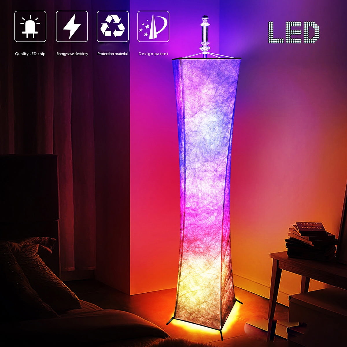 52" LED Floor Lamp Fabric Color Changing Remote Stand Light Living Room