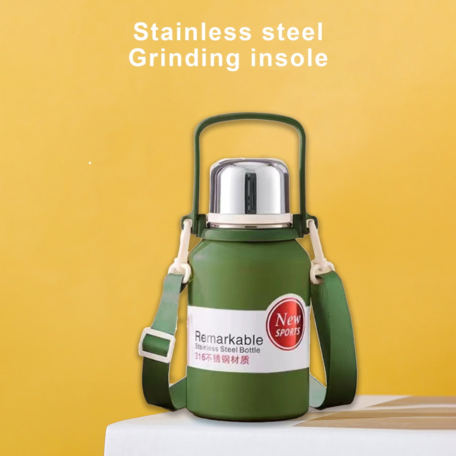 Insulated Gallon Jug with Handle Camping Water Jug, 316 Stainless Steel, Large Double Vacuum Water Bottle for Hot & Cold Drinks, Wide Mouth, Sweat Proof, Great for Travel, Camping 600ml