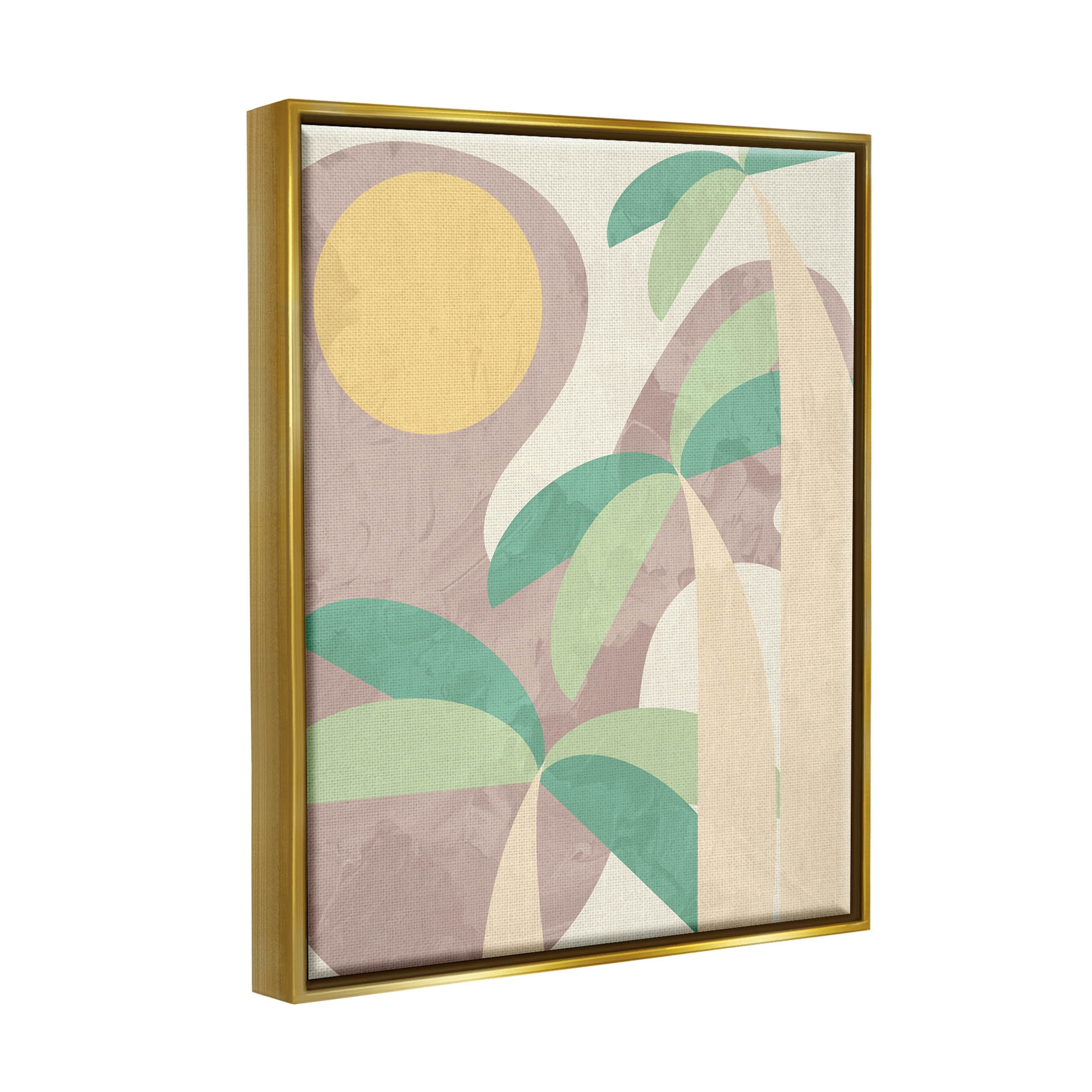 Geometric Palm Tree Summer Botanical & Floral Graphic Art Metallic Gold Framed Art Print Wall Art