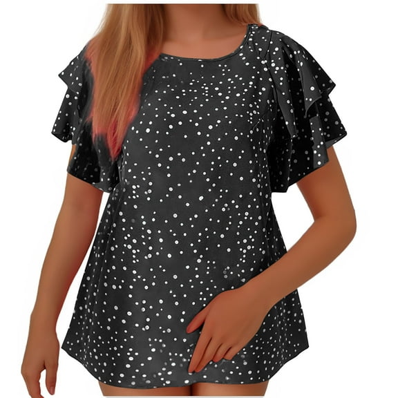 Drses Womens Summer Tops Women's Oversized Slim Fashionabl Double-Layer Short Sleeved T-shirt Top Tops for Women Trendy