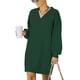 thumbnail image 1 of Vestido de punto Ticfox Cuello en V Manga Larga Casual Cómodo Verde Negruzco XL, 1 of 6