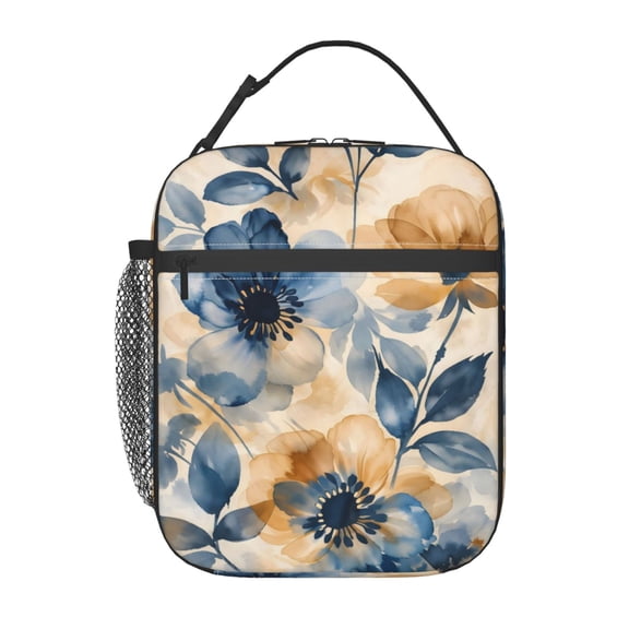 Watercolor Floral Lunch Bag Reusable Thermal Lunch Tote with Handle for Women and Men