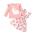 thumbnail image 2 of Conairie Girl Easter Outfit 2 Piece Bunny Print Bow Romper Kids Ruffle Long Sleeve Tops and Tutu Dresses Cute Clothes, 2 of 9