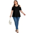 thumbnail image 6 of Cueply Plus Size Tops for Women Summer Short Sleeve Shirts Cold Shoulder Blouse Crewneck Tunic 1X-4X, 6 of 7