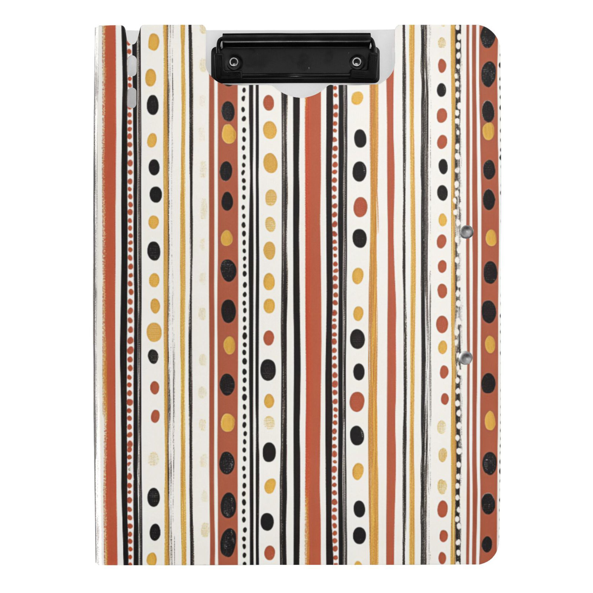 FORMRS A4 Clipboard Folder with Pen Holder Horizontal Foldable School Office Binder, Brown Abstract Dots