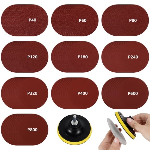 TMWEFUSC 100PCS Angle Grinder Sanding Disc and 4 Inch Hook and Loop Backing Pad (M14 Thread) with 8MM Drill Adapter Angle Grinder Attachment for Sanding Polishing 40-800 Grits