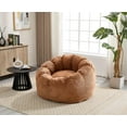 thumbnail image 6 of Bean Bag Chair for Adults and Kids, Corduroy Bean Bag with Filler, Pumpkin Shape, Comfy Stuffed Single Sofa Floor Chair for Living Room, Bedroom, Reading, Gaming, Brown, 6 of 8
