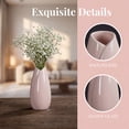 thumbnail image 2 of REGALWOVEN Modern Vase, Matte Ribbed Decorative Flower Vase for Desktop, Shelf & Bathroom, Minimalist Boho Home Decor Accent Pink 2.4"L x 2.4"W x 5.1"H, 2 of 7