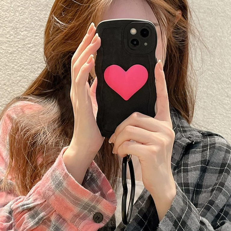 iPhoneアクセサリー CASE TIFY black hearts Black Heart Phone Case Compatible with iPhone 13 Pro Max, Cute 3D