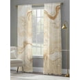 thumbnail image 4 of Marble Sheer Curtains 96 Inch Long 2 Panels, Abstract Fluid Art Beige Brown Marble Texture Modern Light Filtering Rod Pocket Semi Sheer Curtains, Sheer Voile Drapes for Living Room Bedroom, 52"x96", 4 of 5
