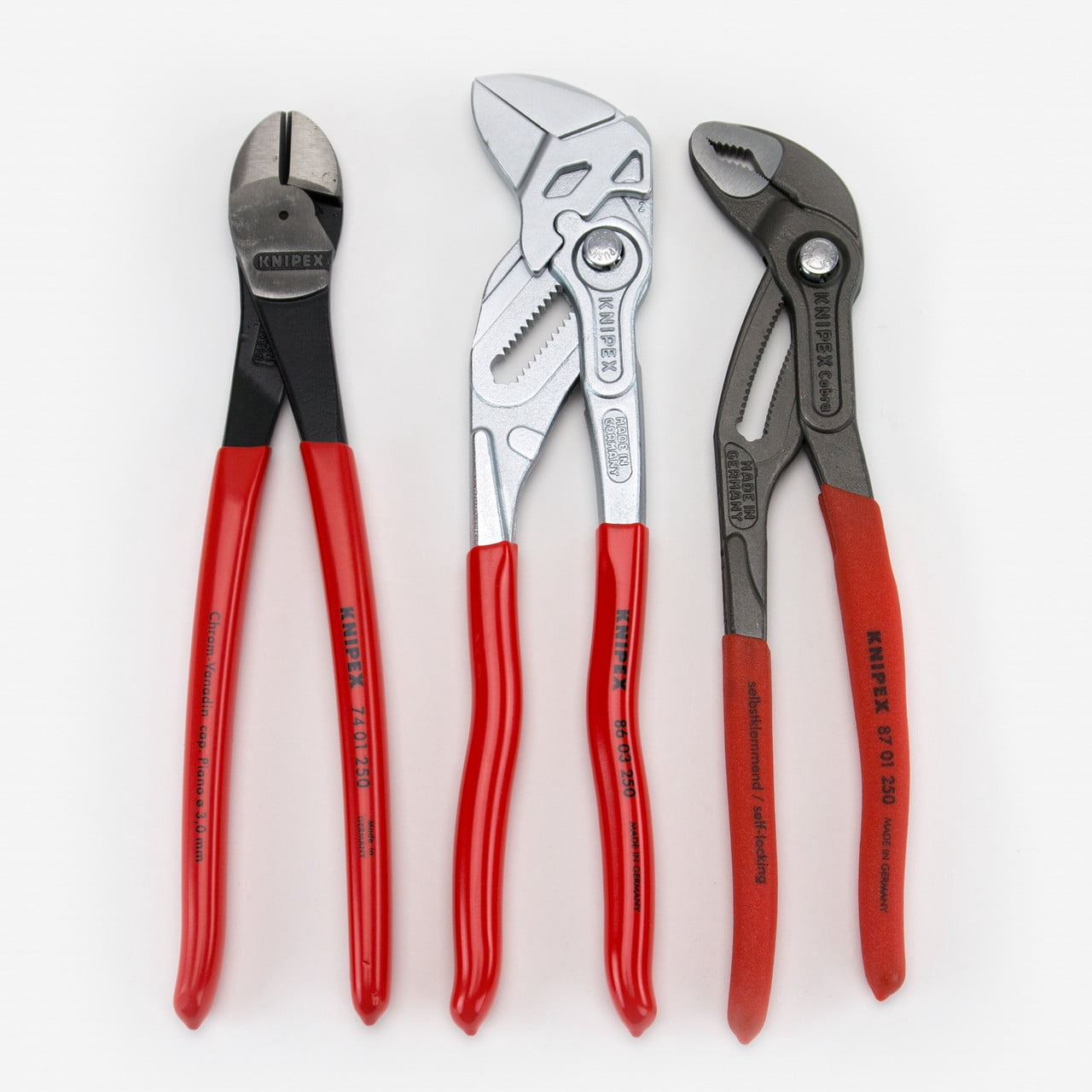KNIPEX Tools 9K 00 80 117 US, Cobra, Pliers Wrench, Diagonal Cutters 10-Inch Set, 3-Piece