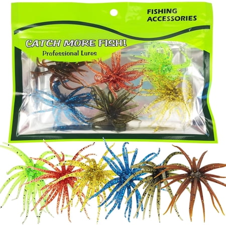6 count Soft Urchin Lures Fishing Saltwater Slow Floating Lures for Bass Trout Crappie