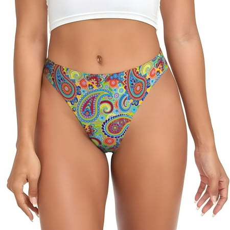 Colored Paisley Thongs for Women - No Show Seamless Womens Thongs Underwear  Stretch G String Thongs for Women  Ladies Breathable Sexy Thong Bikini Panties Briefs