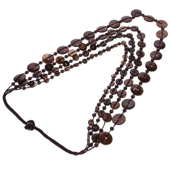 HONMEET Handmade Coconut Shell Wood Bead Necklace for Women, Vintage Multi Brown Beaded Statement Jewelry