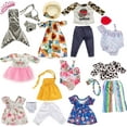 thumbnail image 3 of 20 Pc Doll Clothes Value Bundle- Compatible w 18" American Girl- Clothing & Accessories Set w 10 Full Outfits Including Handmade Dresses, Bathing Suits, Hats, Hair Bands, Pants, & Shirts, 3 of 6