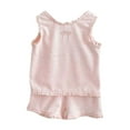 thumbnail image 5 of YuYuBao Baby Girls Outfits Sets Summer Pure Color Lace Trimmed Sleeveless Tops And Shorts 2 Piece Sets Clothes Girls Suits, 12-18 Months, 5 of 6