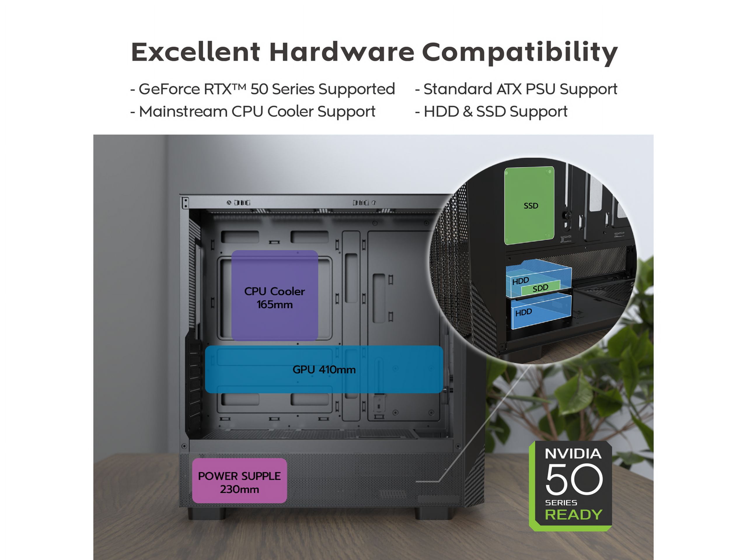 MONTECH X5- ATX Mid-Tower Gaming PC Case, High Airflow, 3x 140mm and 1x 120mm ARGB Fans Pre-installed, Glass Side Panel, Carbon Print Accents, GPU Holder Included, Black