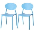 thumbnail image 1 of Modern Plastic Outdoor Dining Chair with Open Oval Back Design, Blue Set of 2, 1 of 7