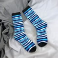 thumbnail image 5 of Cauagu Ice Blue Stripes Print Crew Socks for Women and Men,Adult Athletic Running Socks 1-Pair Sports Socks Work Gear Socks with Moisture Wicking, 5 of 6