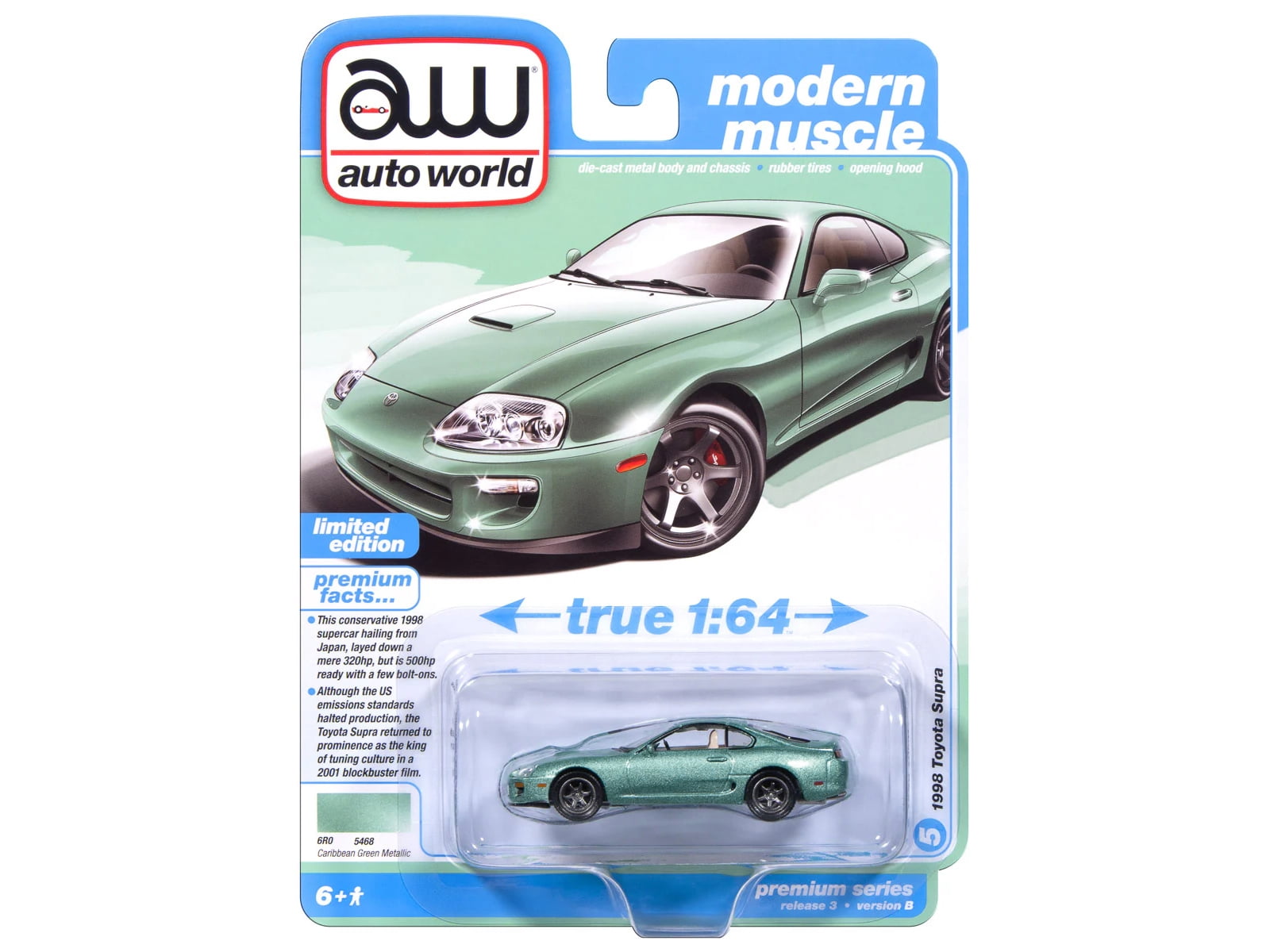 Auto World 1:64 Die Cast 1998 Toyota Supra (No Spoiler & Custom Wheels)