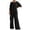 *1-Black, variant on VBVC Women's 2 Piece Satin Short Sleeve Outfits,Ladies Crew Neck Layered Top and Wide Leg Pants,Baggy Lounge Vacation Sets For Women,Wine,S-3XL