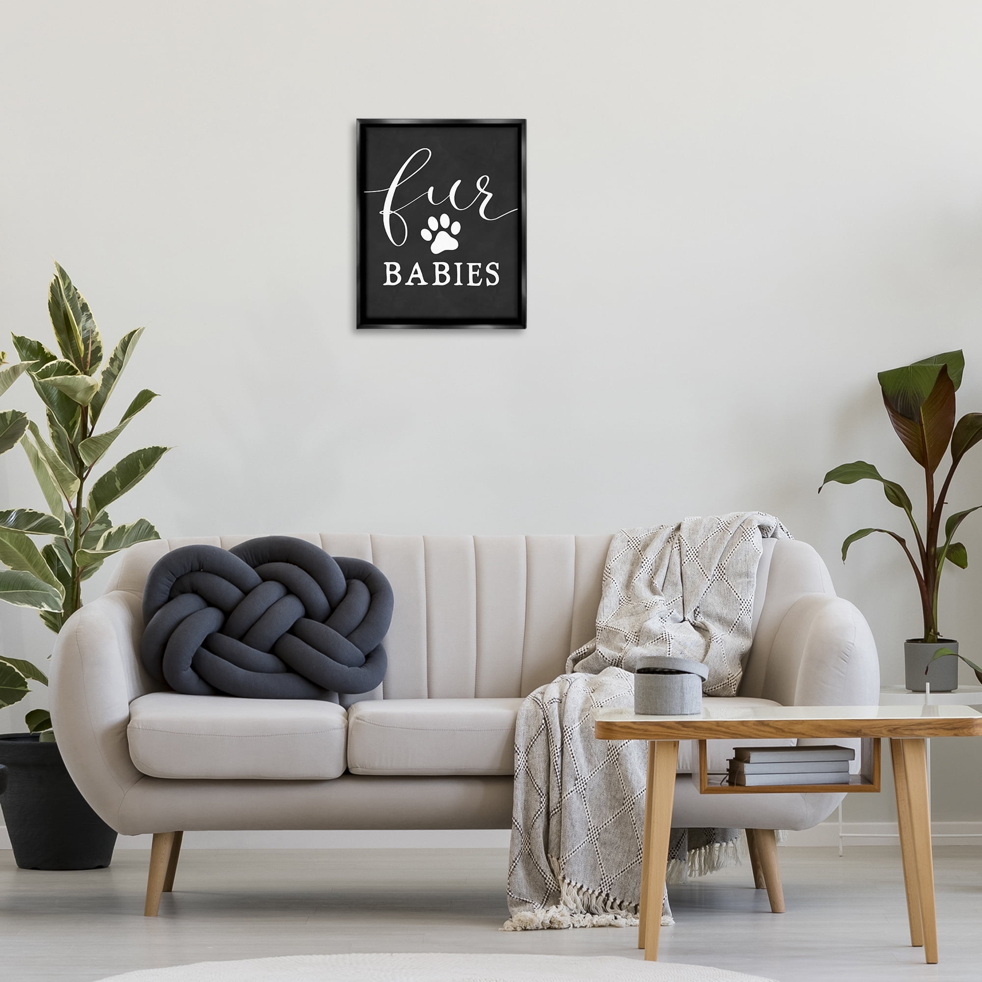 Stupell Industries Fur Babies Pet Phrase Typography Painting Black Floater Framed Art Print Wall Art, 17 x 21