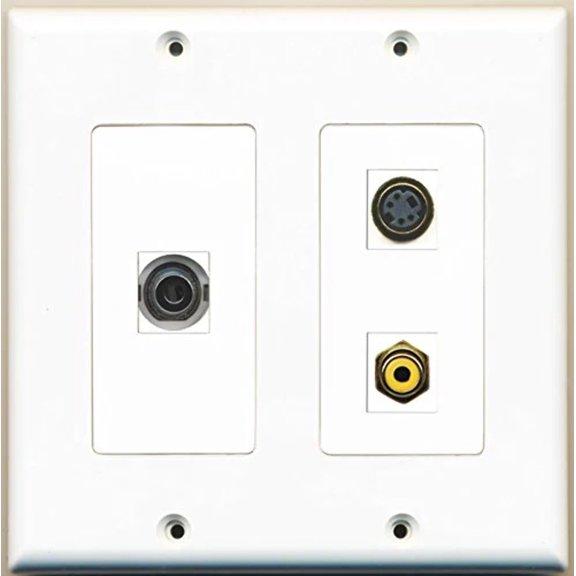 RiteAV - 1 Port RCA Yellow 1 Port S-Video 1 Port 3.5mm - 2 Gang Wall Plate
