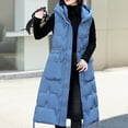 thumbnail image 3 of Brondbend Woman's Jackets Winter Coats Women Hooded Sleeveless Pocket Zipper Outerwear Solid Color Thick Loose Fit Coats Lady Outdoor Tops Navy, 3 of 4