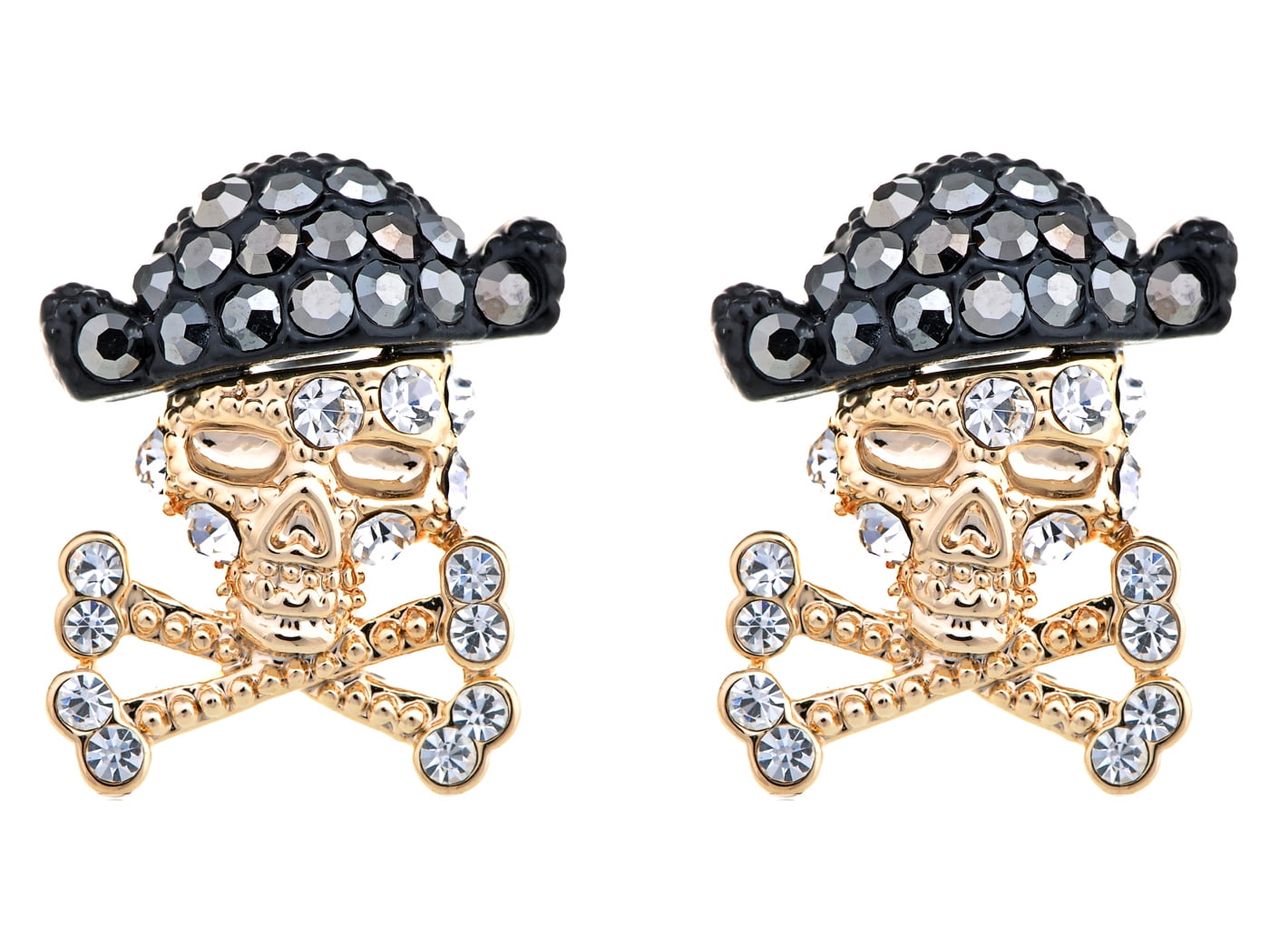 Golden Pirate Skull Treasure Sea Adventure Crystal Rhinestone Element