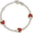 thumbnail image 4 of Sterling Silver Enamel Red Heart Child's 5In Plus 1In Ext Bracelet Made In India qg1326-6, 4 of 5