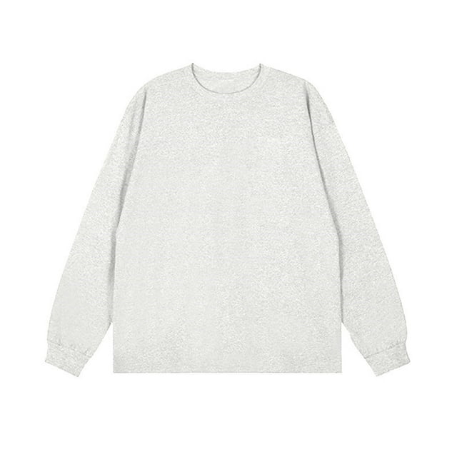 Blusas y camisas de manga larga con cuello redondo para hombre, informales, lisas, empalmadas, de manga larga, de alta elasticidad, que mantienen el calor, top de algodón para hombre